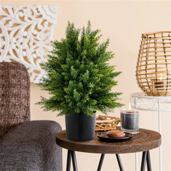 2-Pack 21.5" Artificial Cedar Ball Trees - Lifelike Green Decor