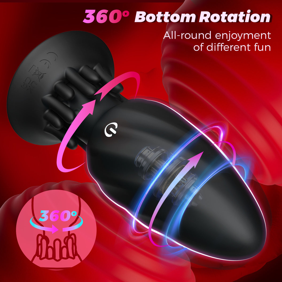 Rotating Vibrating Anal Plug with Lamp Wick Base - Adult Wellness Toy
