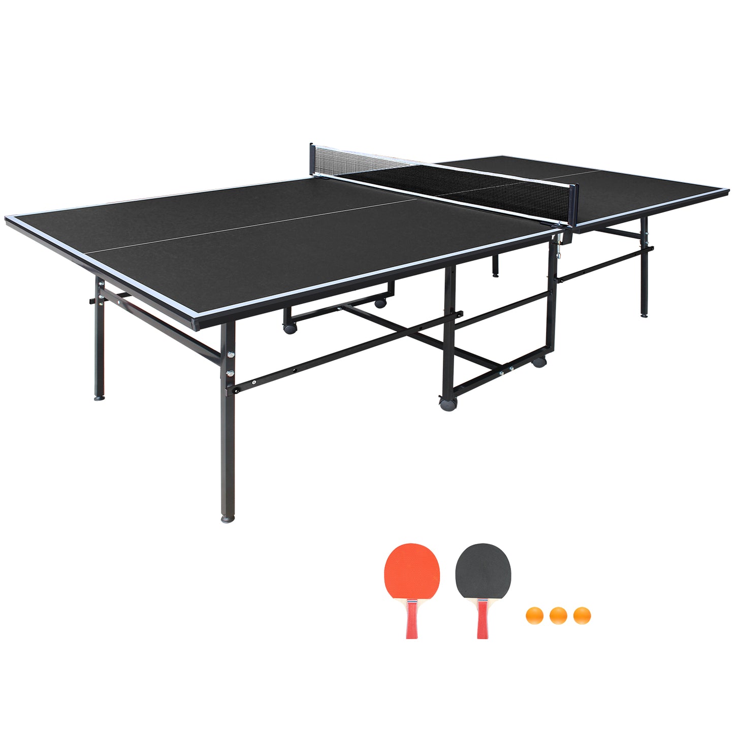 Mid-Size Portable Table Tennis Table Set with Paddles & Balls