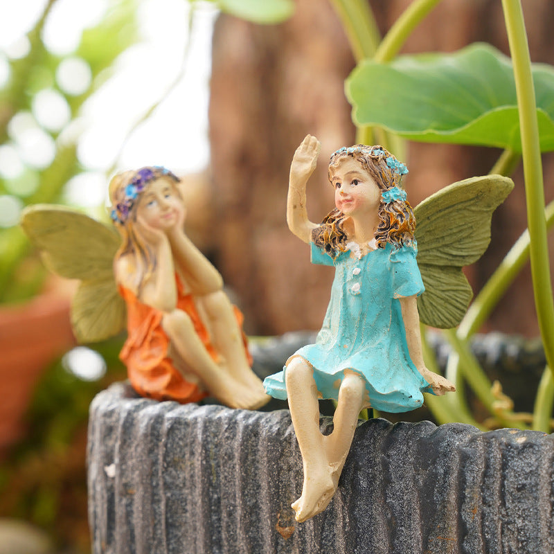 Resin Butterfly Fairy Garden Decor - Outdoor Butterfly Flower Vase Set
