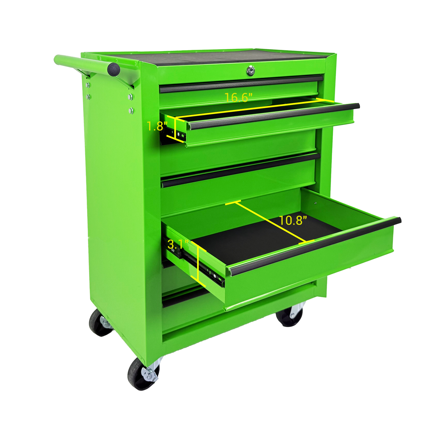 Green Metal Rolling Tool Chest with 7 Drawers - 20-Inch Storage Cabinet