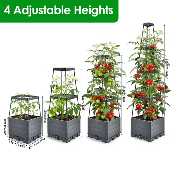 Raised Garden Bed Planter with Trellis - Self-Watering, Adjustable Height, 56"