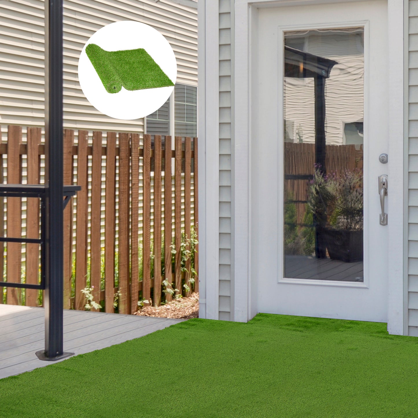 Artificial Turf Grass Mat - 10' x 3' - UV Resistant, Drain Holes, 1.25" Height