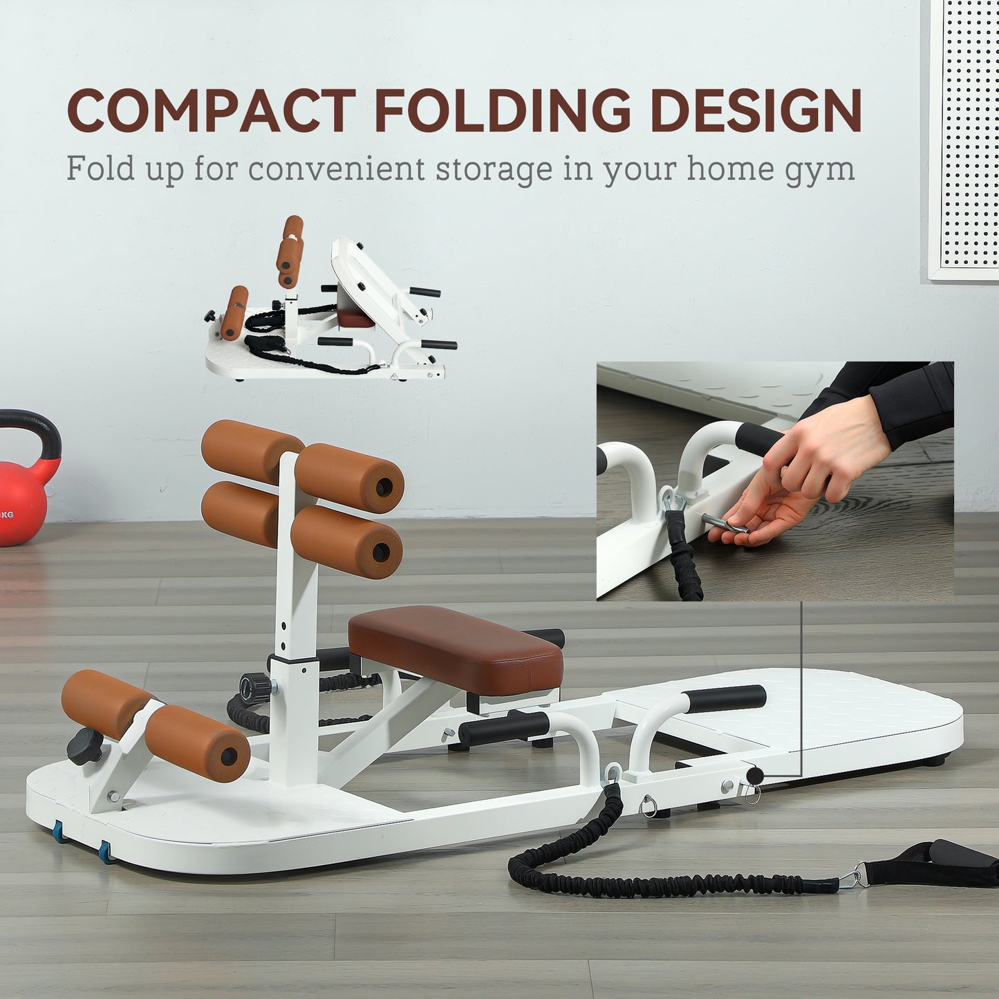 Foldable Hip Thrust & Sissy Squat Machine - White