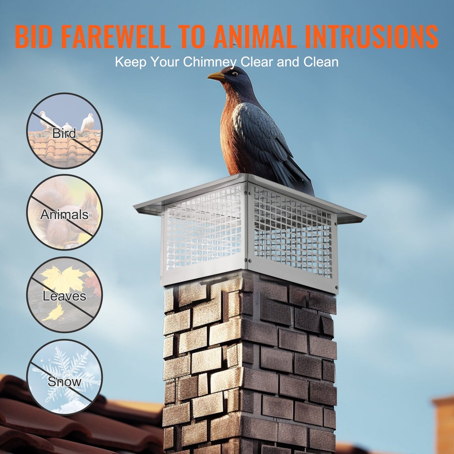 17x17 Inch Stainless Steel Chimney Cap - Rust-Resistant Fireplace Cover with Easy Installation