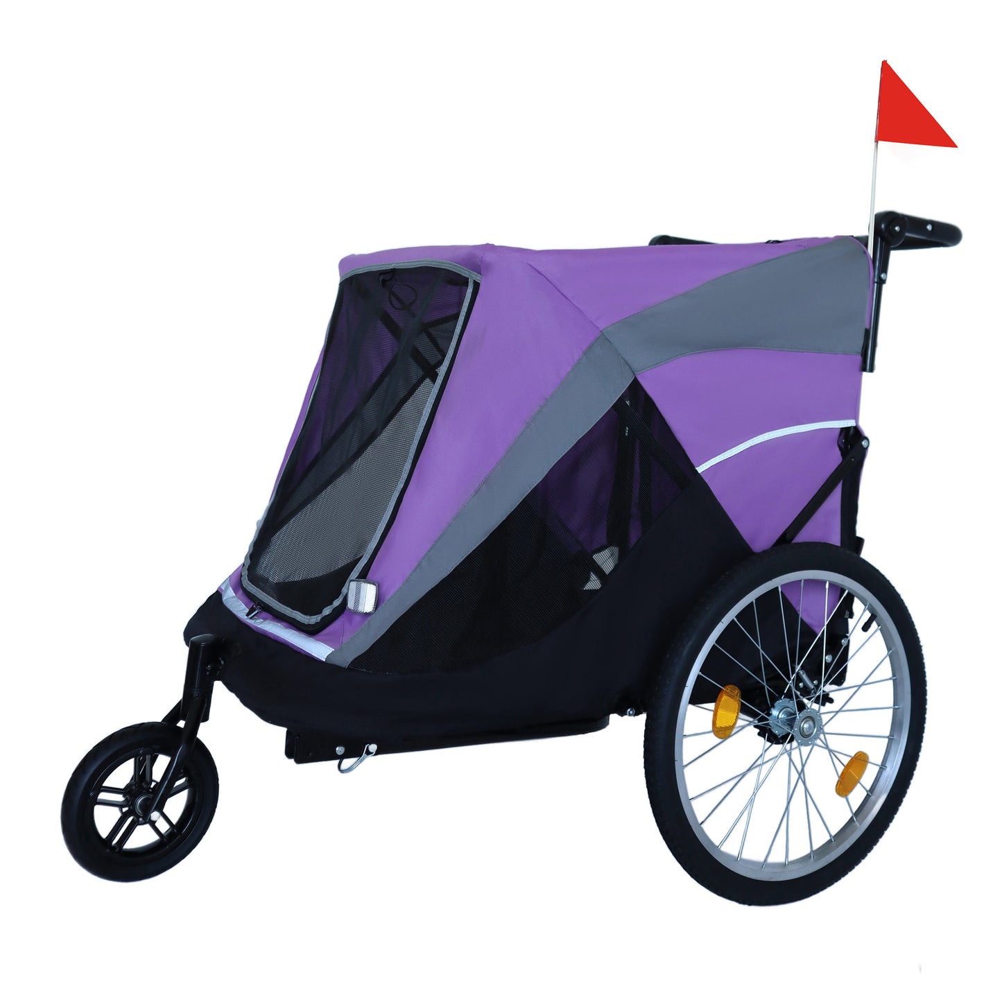 2-in-1 Pet Bike Trailer & Push Cart with Detachable Hitch - Holds Up to 100 lbs