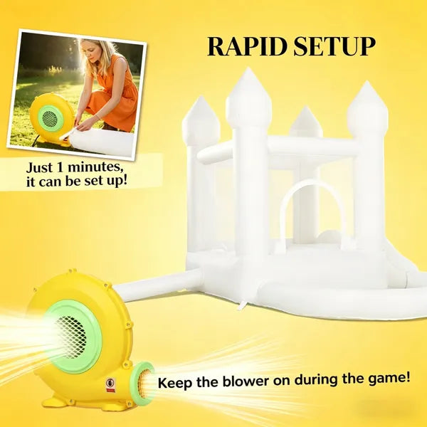 Inflatable Bounce House with Slide and Ball Pit - White