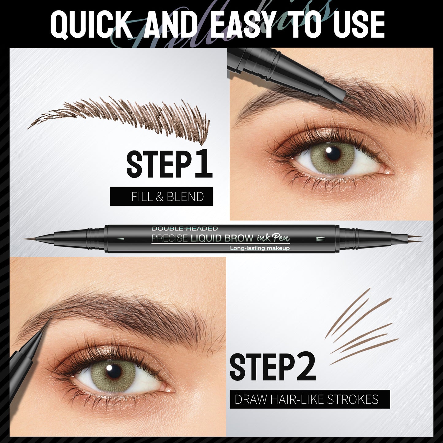Waterproof Double-Head Eyebrow Pencil 2-in-1 Liquid & Powder Makeup Set
