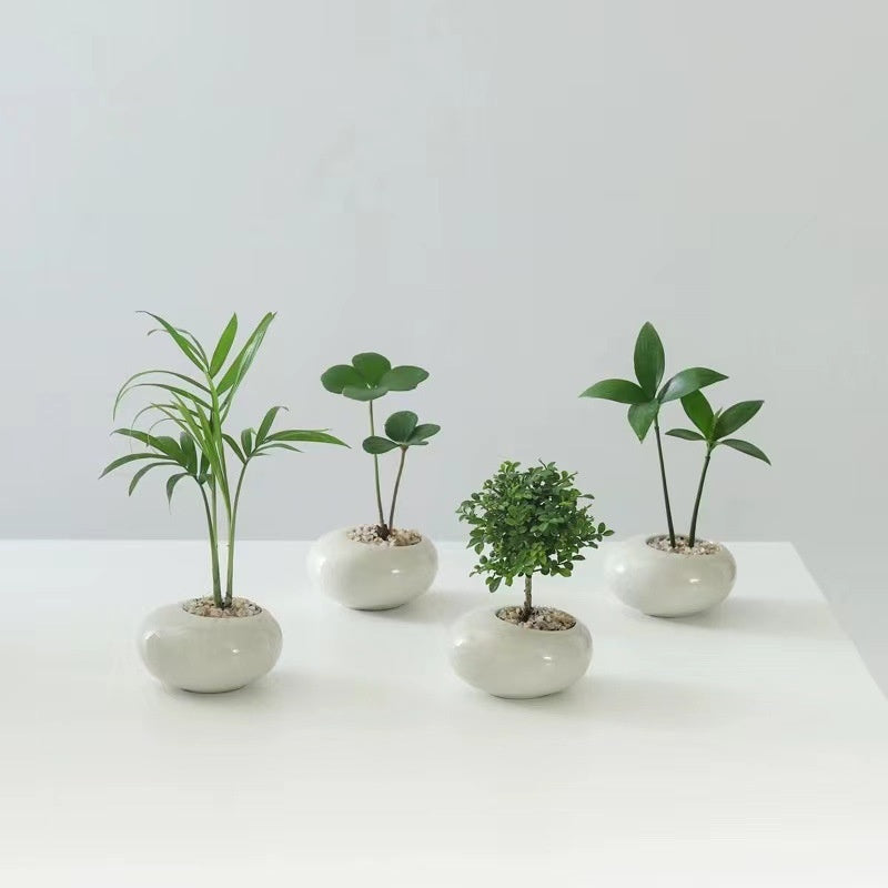 Mini Ceramic Flower Pot with Crackle Glaze - Indoor Garden Planter