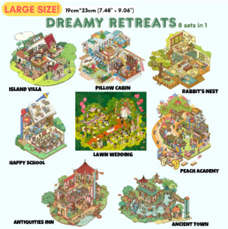 Large Cartoon Landscape Sticker Set for Home & Garden Decor