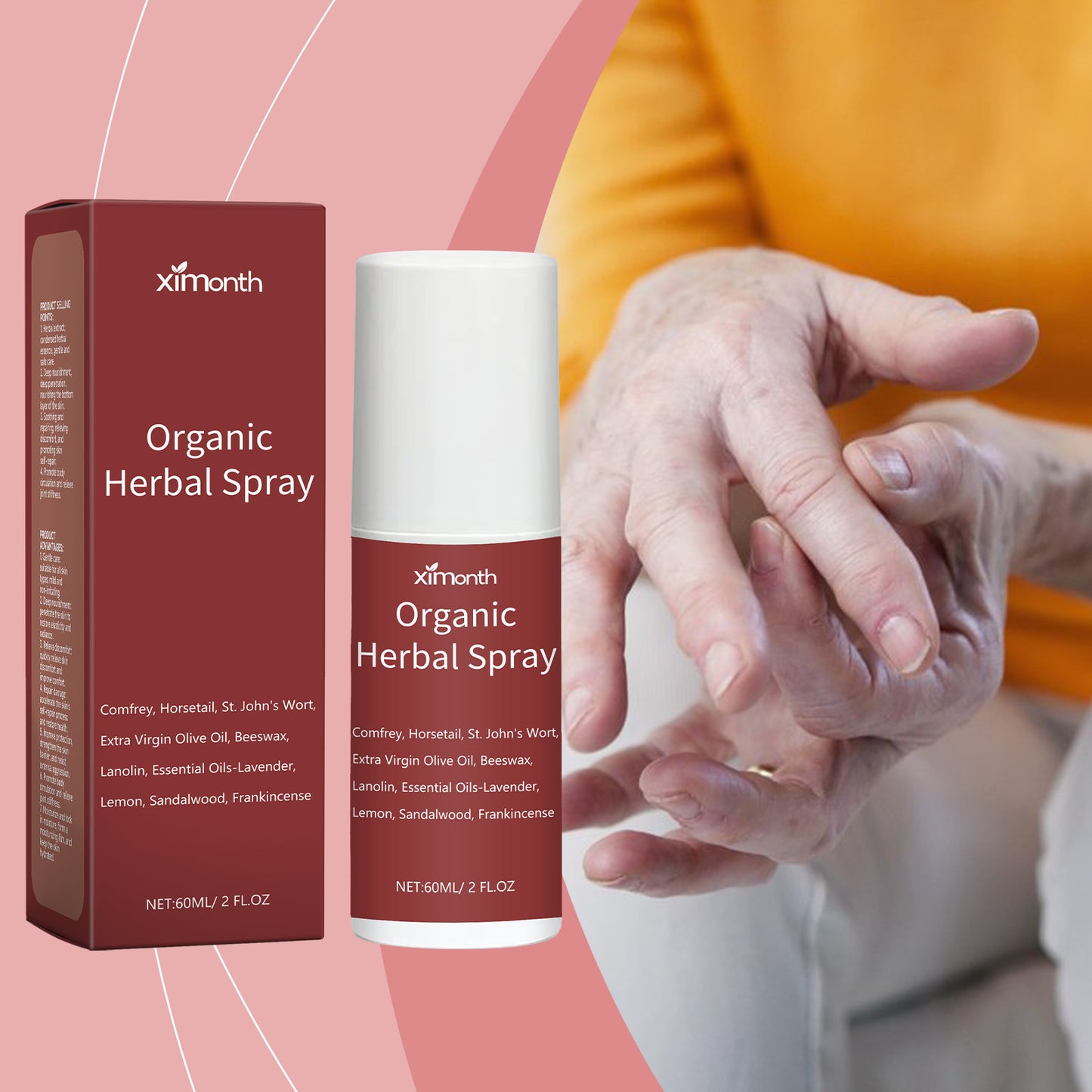 Herbal Soothing Body Massage Spray - 60ml Comfrey Extract Skin Treatment