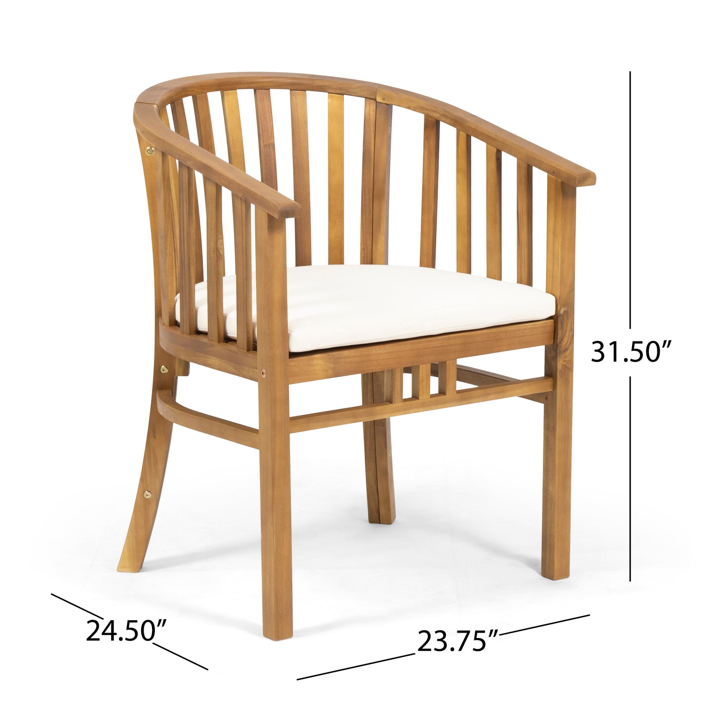 Outdoor Dining Chairs Set of 2 with Cushions - Teak Finish