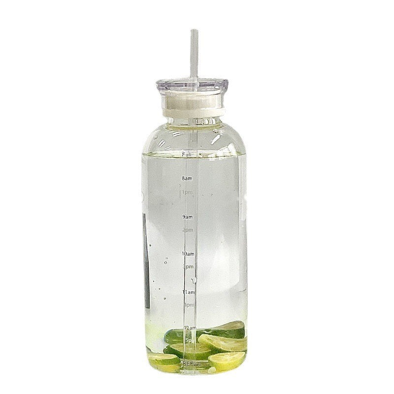 Large Capacity Double Lid Glass Water Tumbler - Office Drinkware