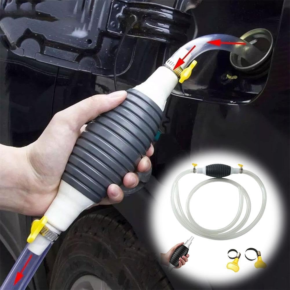 Gasoline & Diesel Siphon Pump for Fuel Transfer and Aquarium Cleaning - Black