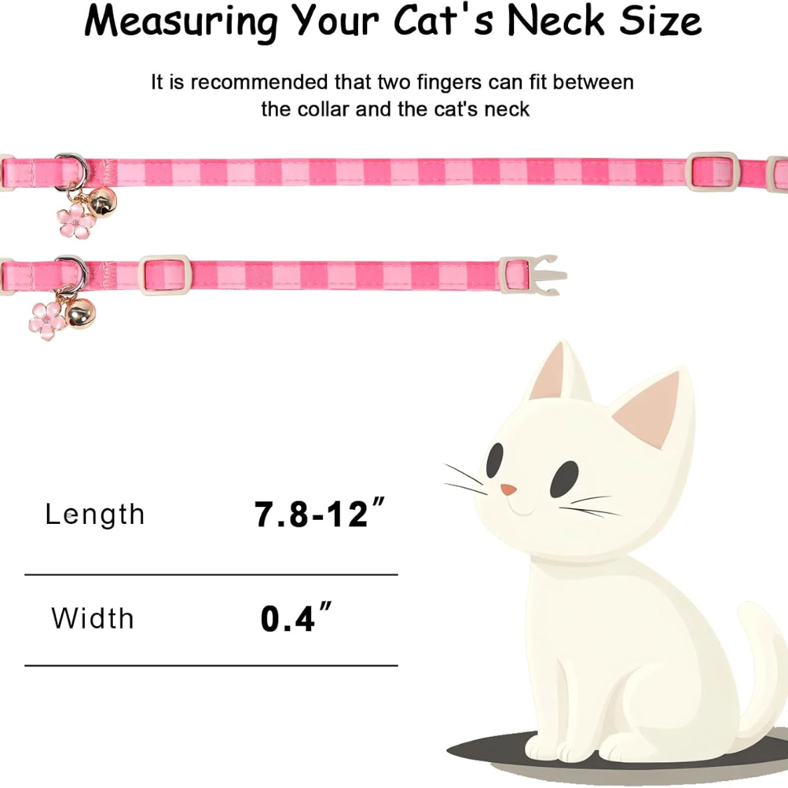 Pink Cat Collar with Bell & Bow - Adjustable Breakaway Safety Collar for Kittens & Small Cats