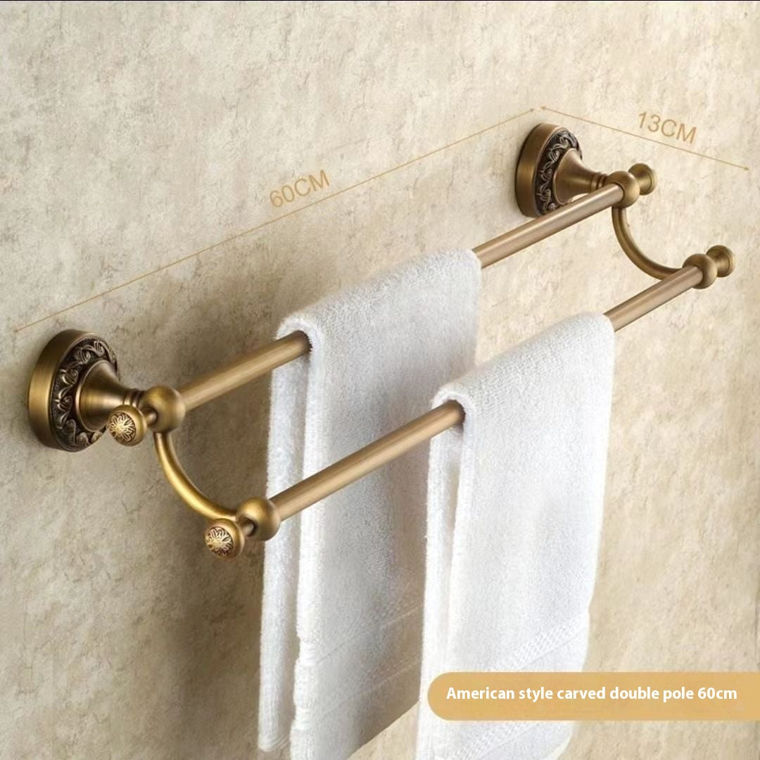 Copper Wall-Mounted Bathroom Shelves with Carved Design - Multiple Sizes