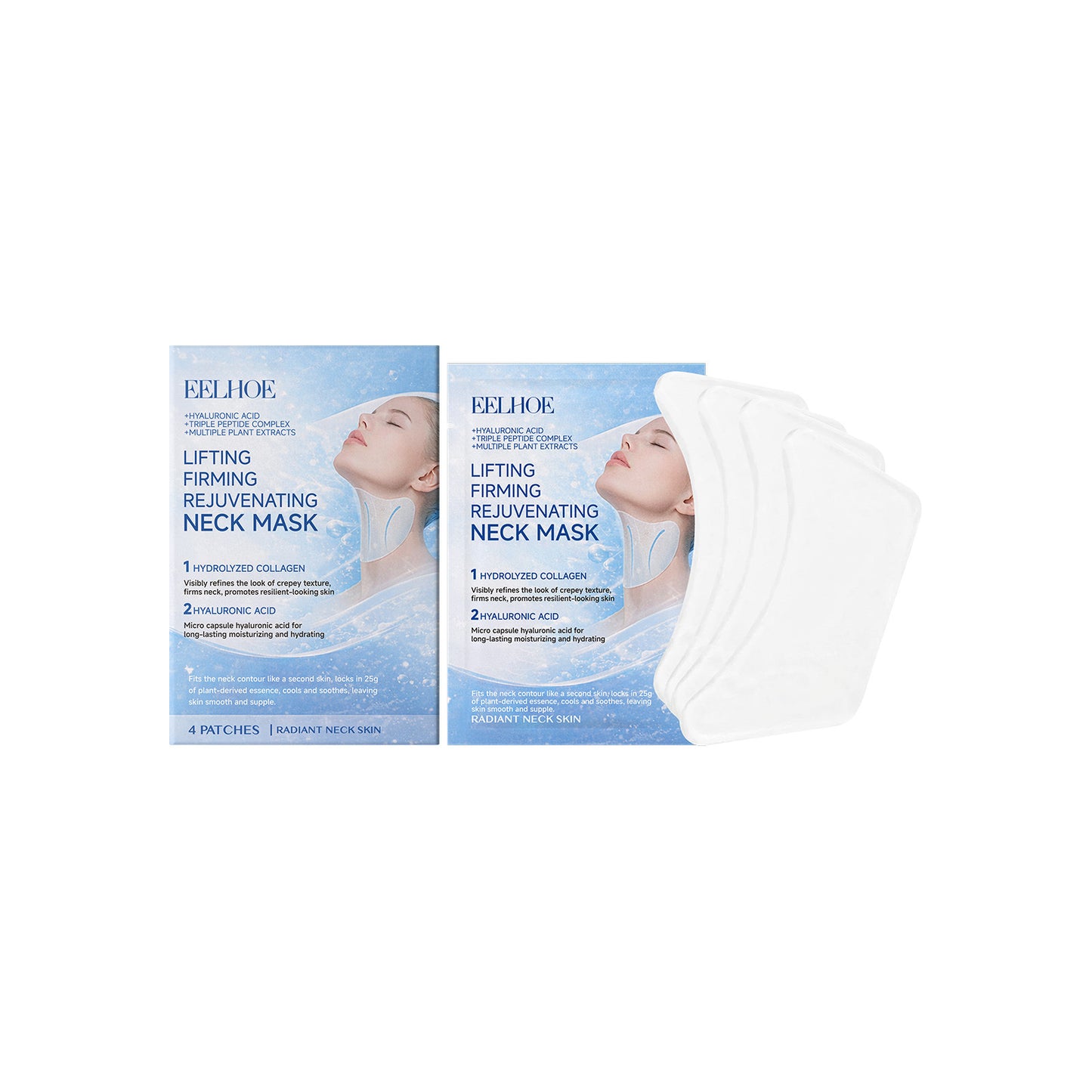 Hydrating Collagen Neck Mask - 4 Patches for Skin Rejuvenation