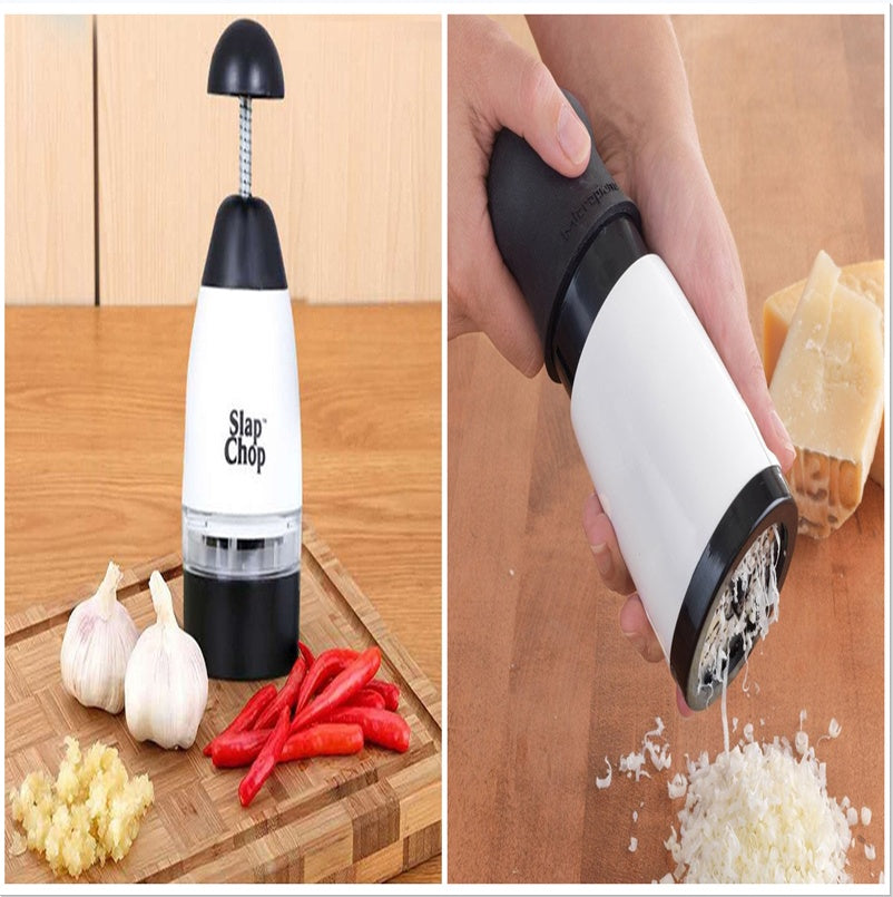 Manual Garlic Press with Cutter - Multi-Color Kitchen Tool