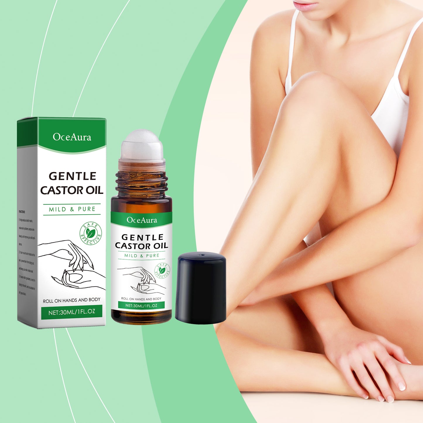 Castor Oil Body Moisturizer with Roller Ball Applicator - 30ml