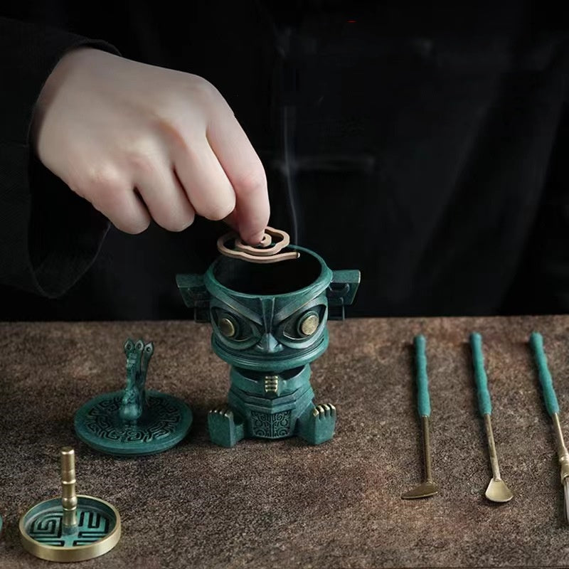 Chinese Copper Incense Burner Set - Home Fragrance & Decor