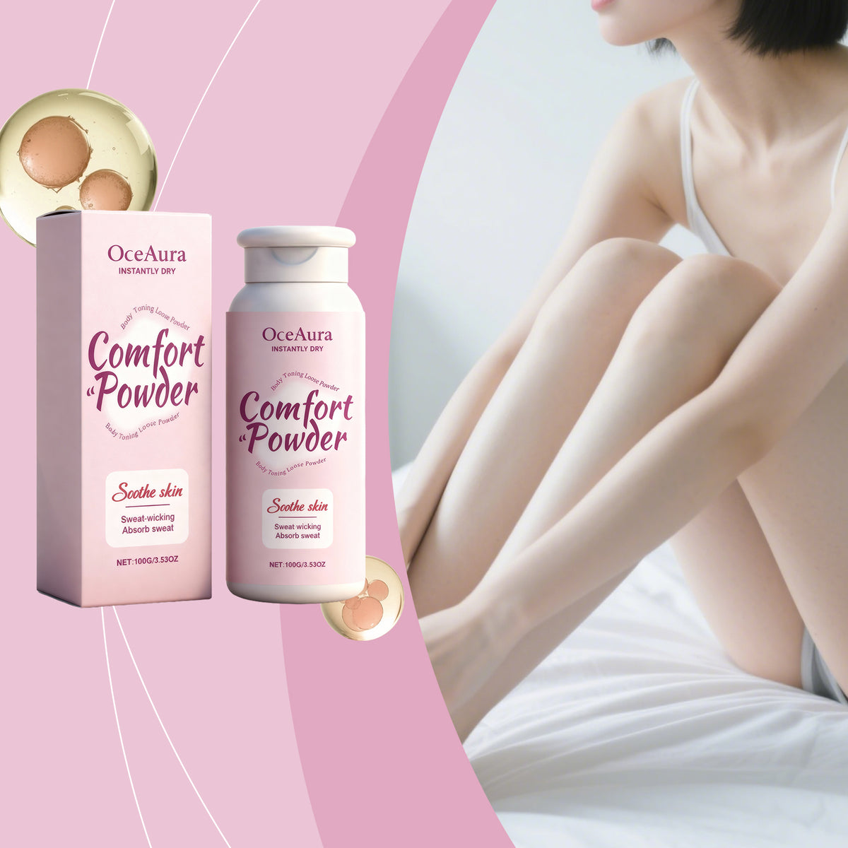 Sweat-Absorbing Body Powder, 100g - Refreshing Comfort