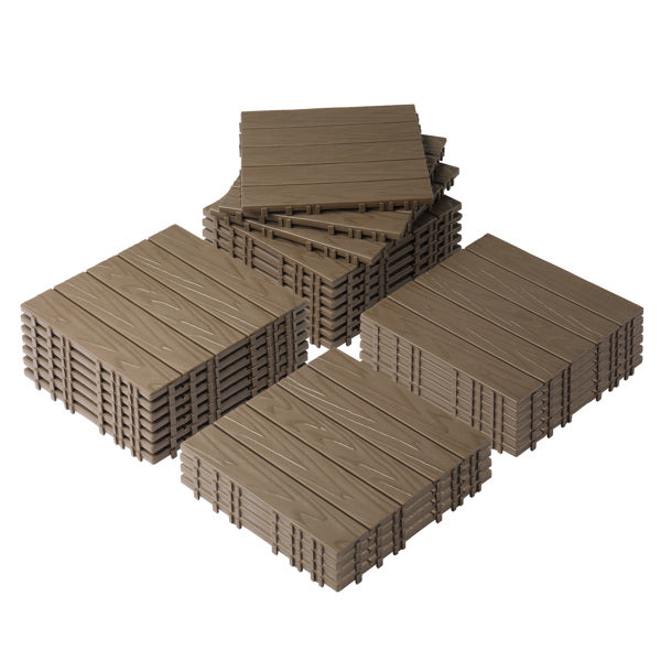 Plastic Interlocking Deck Tiles - 27 Pack, Waterproof Flooring for Patio, Porch & Poolside