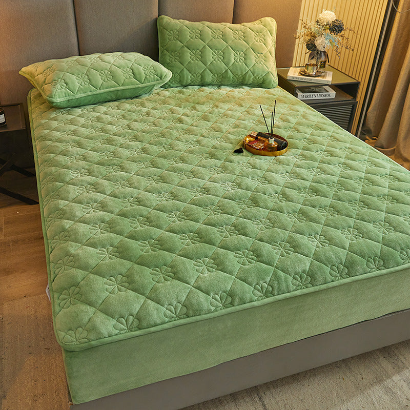 Milk Plush Cotton Fitted Bed Sheet - Soft, Warm & Durable Bedding