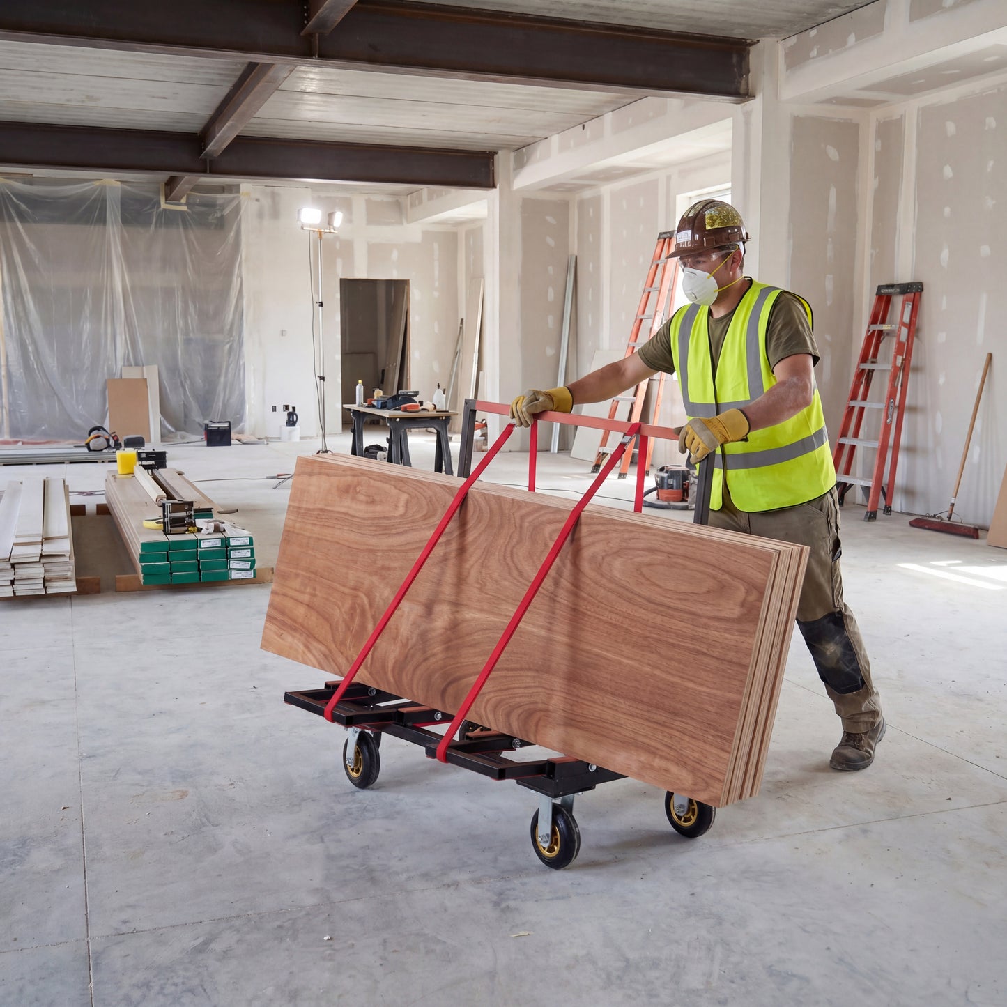 Folding Drywall Dolly with 2000 LBS Capacity & 4x6 Casters