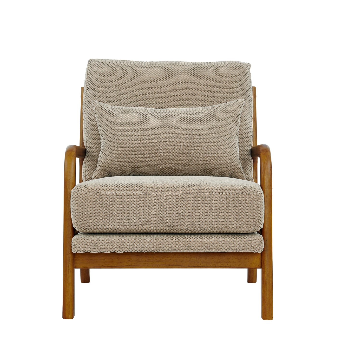 Mid-Century Modern Wooden Lounge Chair - Camel Upholstery