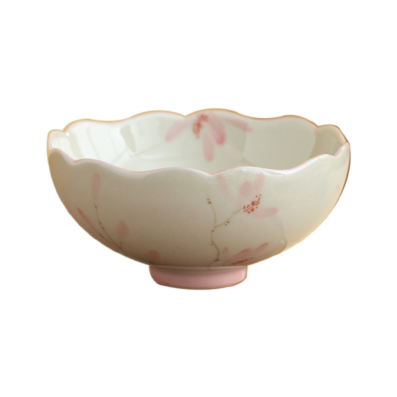 Hand Painted Pink Magnolia Lotus Ceramic ICE Table Cup - Home & Garden Drinkware