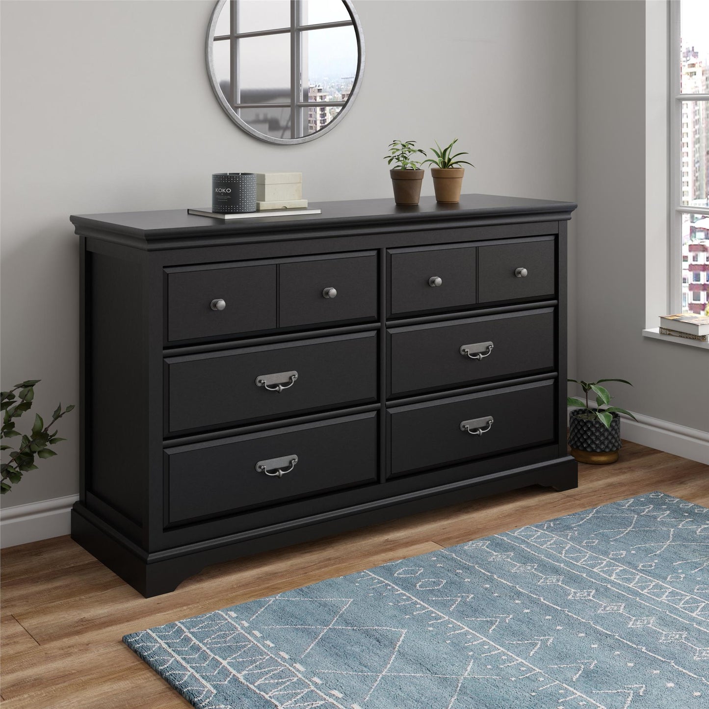 Bristol 6 Drawer Dresser - Elegant Black MDF Storage Unit
