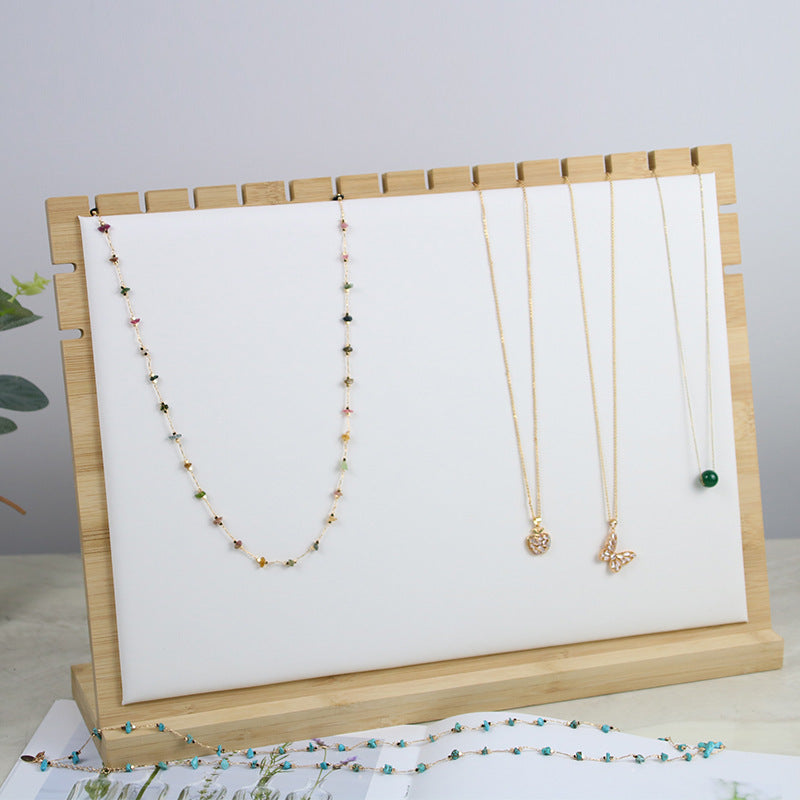Jewelry Display Stand Beaded Necklace & Bracelet Holder with Leather Surface 30x40cm