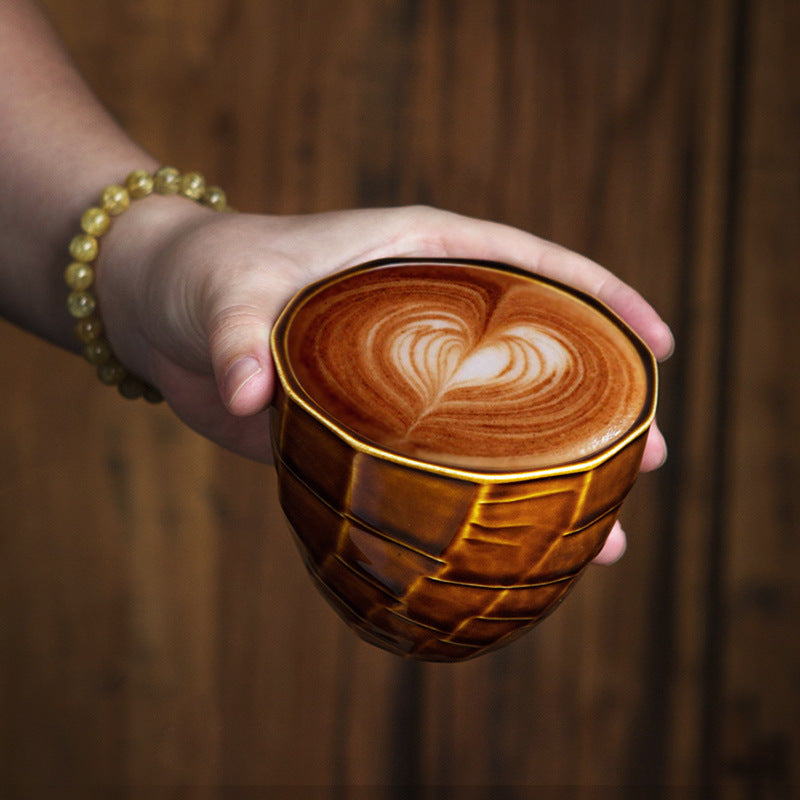 Japanese-Style Ceramic Latte Art Coffee Mug with Retro Colors, 280ml