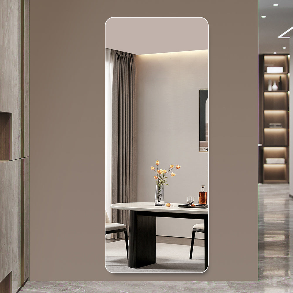 60x15 Inch Full Body Mirror - Wall-Mounted Silver Dressing Mirror
