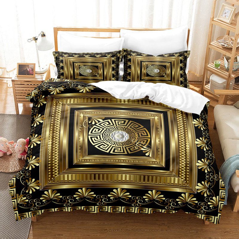 Digital Brushed Chemical Fiber Bedding Set - Multiple Sizes & Patterns
