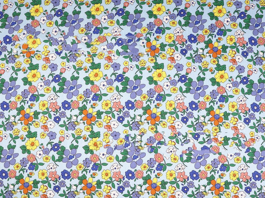 Small Floral Cotton Fabric - Water Printed Twill Material for Sewing, Bedding & Crafts