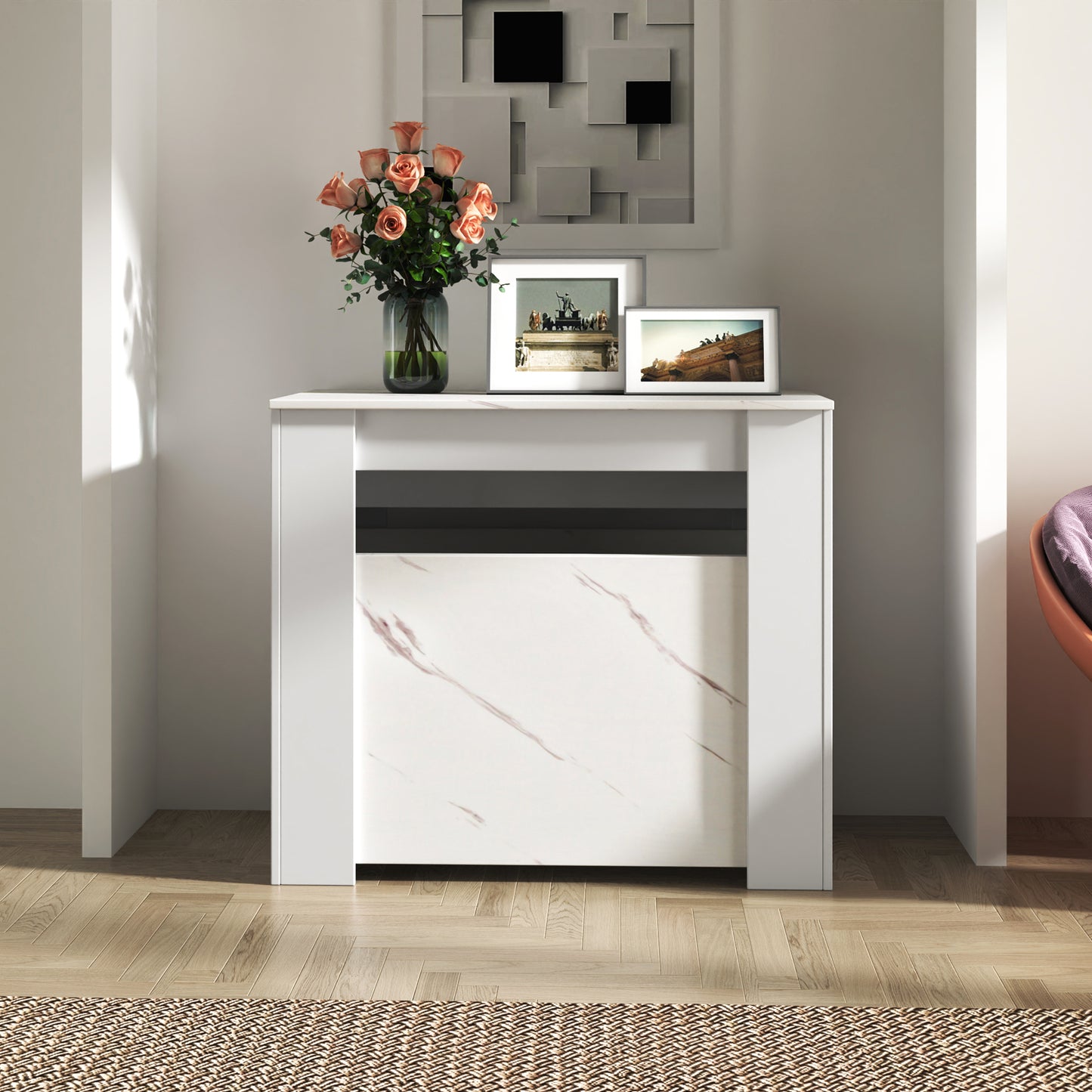 Extendable Console Table - White Line, Multifunctional Design