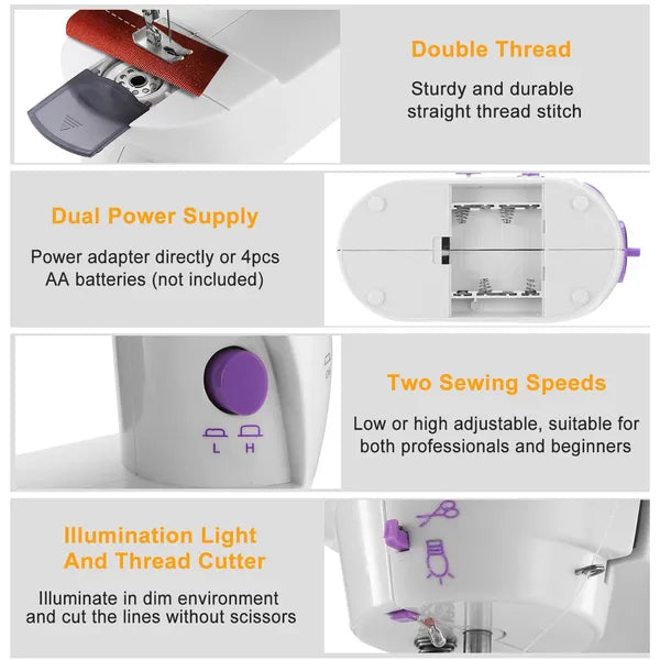Portable Electric Sewing Machine with Foot Pedal & LED Light