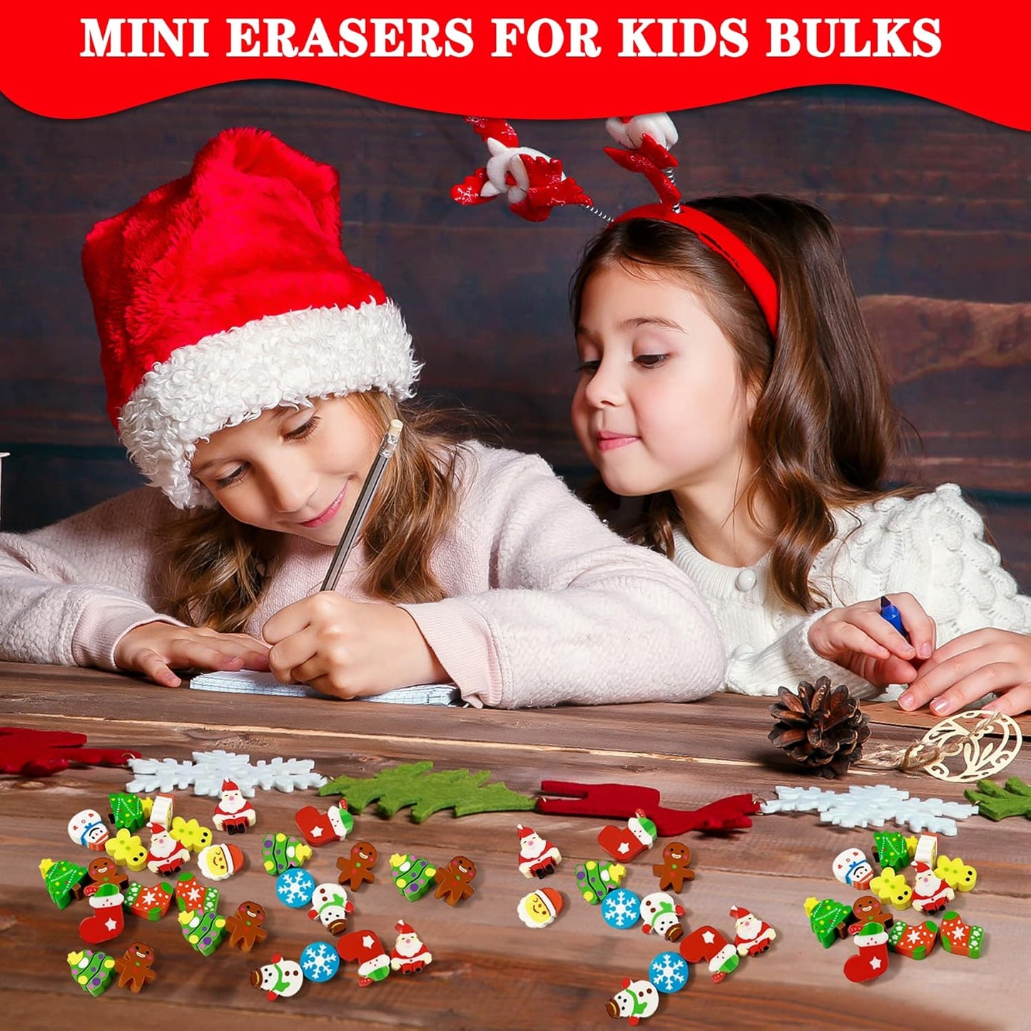 150 Pcs Christmas Mini Animal Pencil Erasers - Fun Holiday Party Favors