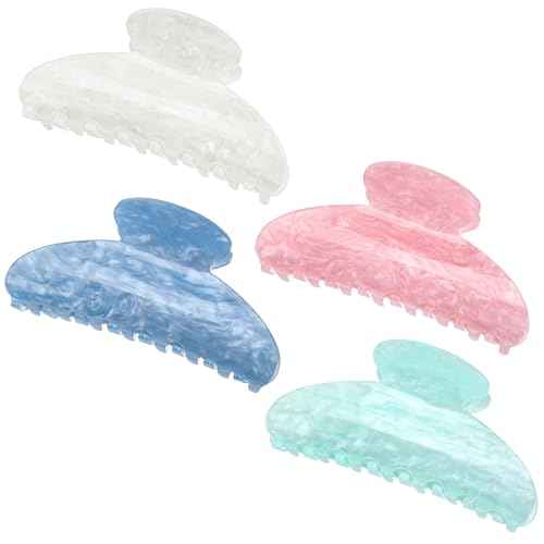 4.2 Inch Large Acrylic Claw Clips, Cute Pink Blue Hair Clips Strong Hold Hair Claw Barrettes for Thick Thin Hair, 4 Pack Stylish French Hair Accessories for Women Girls