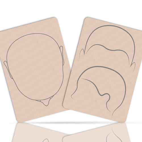 3pcs Tattooing and Permanent Makeup Practice Skin Scalp Micropigmentation Supplies Double-Sided SMP Silicone Sheet (Pink Skin- Blank Face and Scalp Template)
