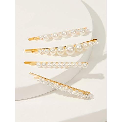 Gold pearl bobby pins Women Girls Valentines Mother¡¯s Day Hair Clip Barrettes Decorative accessories Bridal Wedding Birthday Prom Xmas holiday Party Gift 6 Pack