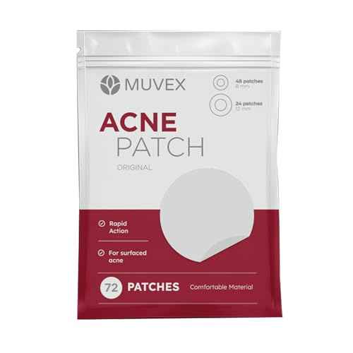MUVEX Acne Patches for Pimples ? Hydrocolloid Pimple Patch for Whiteheads ? Overnight Spot Treatment ? Oil Absorbing, Drug-Free, Invisible, Vegan & Safe for Sensitive Skin ? 72 Count.
