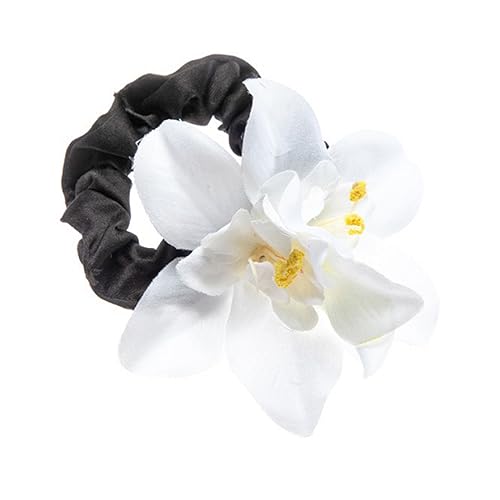 5pcs Pretty Colored Elastic Flower Hair Scrunchies Hair Ties with Bauhinia Flowers Deco Ponytail Hairball Hair Scrunchies for Girls Women