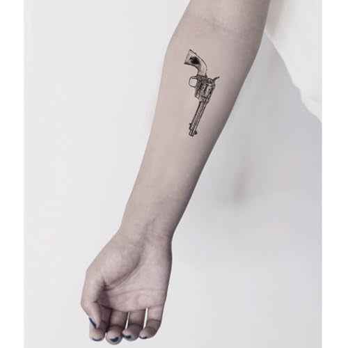 2 Sheets Tiny Small Temporary Tattoos For Women Men Finger Hands Neck Wrist Face, Cute Long Lasting Cartoon Fake Tattoo Stickers For Kids Boys Girls Gun Spade Flower