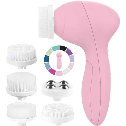 Face Scrubber | Facial Cleansing Brush Exfoliator Skin Care Products Beauty Products Powered Electric Wash Exfoliating Spin Cleanser Cleaning Scrub Including 7 Heads (Rose Quartz)