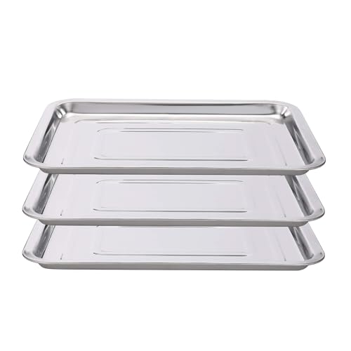 New Star Tattoo 3 Pack Stainless Steel Tattoo Trays 13 1/2" x 10" Dental Body Piercing Instrument Tool Flat