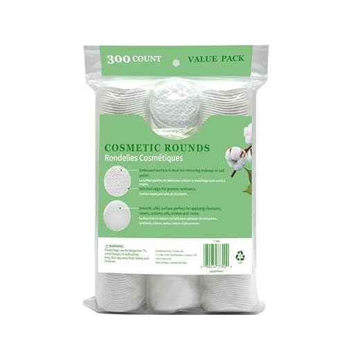 TL Care Cotton Rounds (300 Count) with Travel Canister - Lint-Free, Ultra Soft & Absorbent 3-Layer Cotton Pads for Face and Makeup Removal