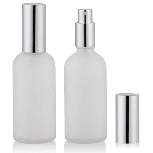 Empty Frosted Glass Spray Bottle 3.4oz, Perfume Atomizer, Fine Mist Spray (2 PACK)