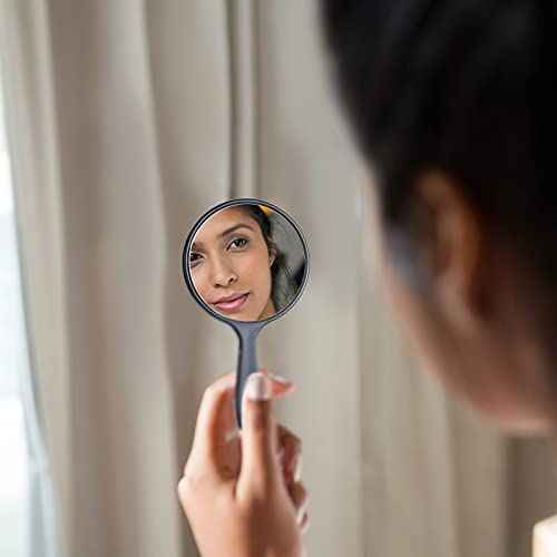 Jetec 25 Pcs Handheld Mirror with Handle, 3.94" L x 2.17" W, Small Portable Round Mirror Bulk for Kids Travel Makeup Classroom Camping Daily DIY Crafts (Black, White)